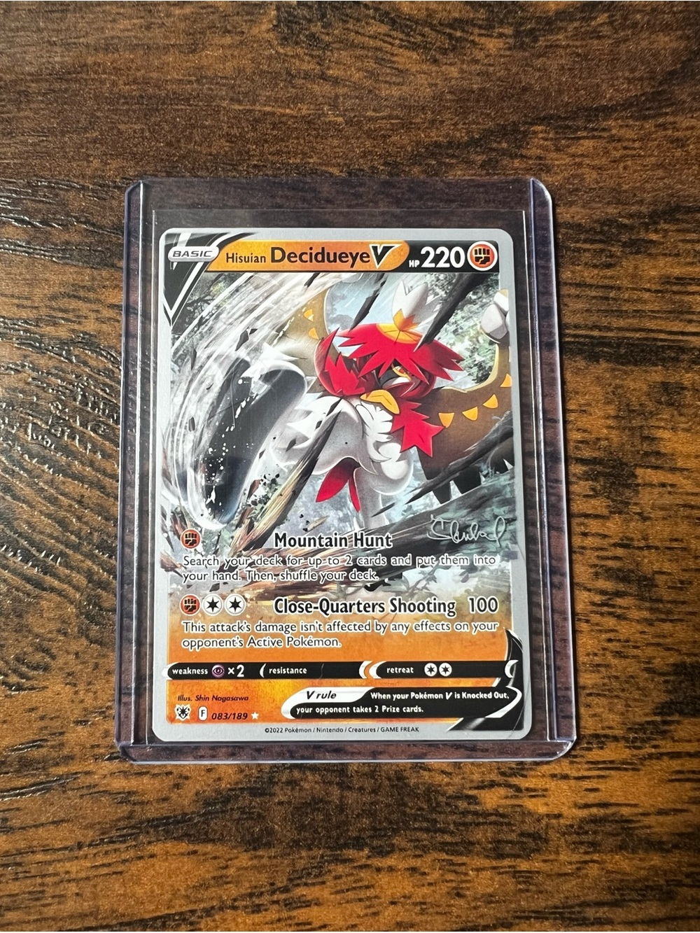 Pokemon Hisuian Decidueye V Trading Card - 083/189 World Championship Decks 2022